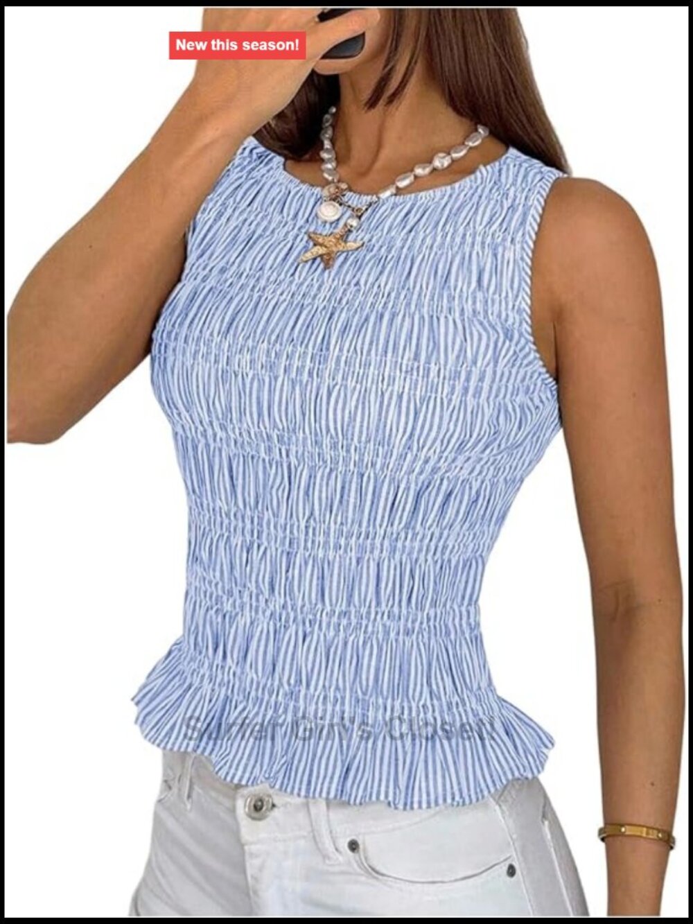 SweetyRocks Women's Sleeveless Striped Ruffle Peplum Tank Top